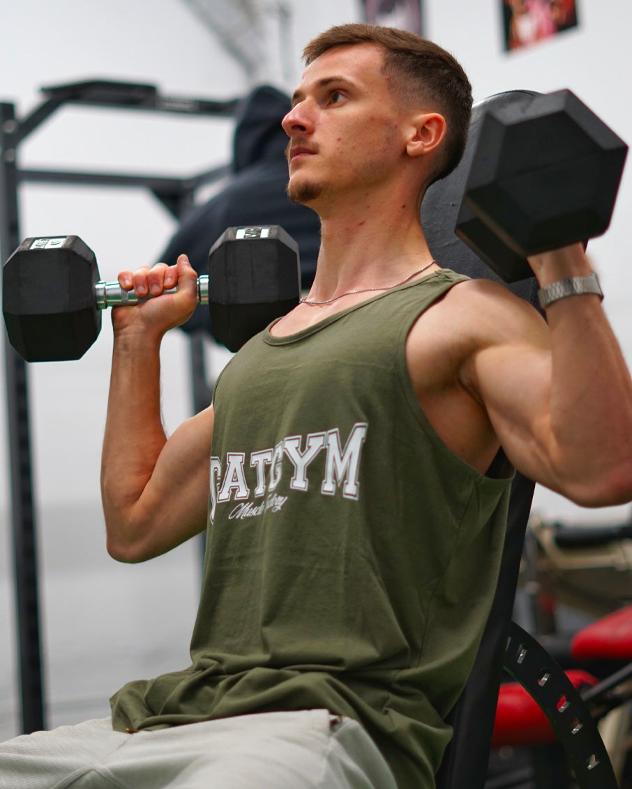 Camiseta de tirantes color verde estilo universitario de la colección Afterclass de GoatGym